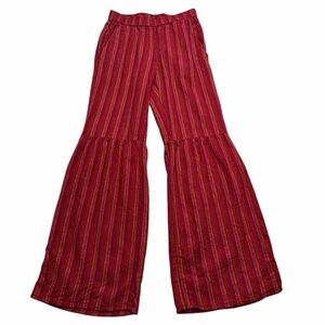 DREW Linen Blend Wide Leg Flare Striped Boho Pants Size Small